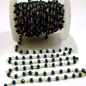 Chaîne de chapelet en perles d'apatite néon facettées rondes de 3-4 mm, perles d'apatite hydroquartz - Product Image 1