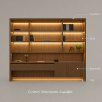 Armoire à vin en bois massif écologique sur mesure, bar à vin moderne de luxe avec porte vitrée et éclairage LED pour la maison, salon
