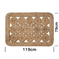 Tapis d'entrée en herbe de mer naturelle tissé à la main, motif spirale, style bohème rustique, antidérapant, pour entrée, salon, décoration de ferme