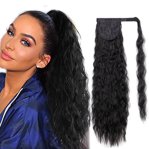 Dài <span class=keywords><strong>clip</strong></span> trong tổng hợp kiểu tóc đuôi ngựa chịu nhiệt sợi tóc mở rộng quấn quanh sợi tóc xoăn thẳng Pony đuôi - Product Image 1