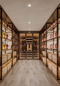 Maßgefertigte Moderne Aluminium-Luxus-Weinschränke mit Glastür, Fortschrittliche Metalltextur und Beleuchtung, Bar-Möbel - Product Image 4