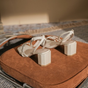 Sandalias de tacón medio de satén con pedrería y cordones, estilo club/boda, punta abierta, ligeras, para verano, para exteriores, color verde eterno - Product Image 5