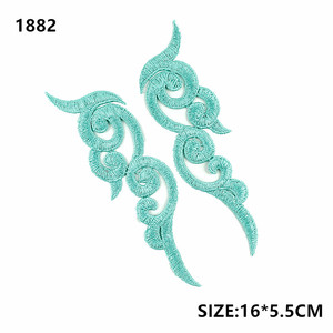 Appliques en dentelle de Venise hydrosolubles, brodées de feuilles baroques, couleur pastel vert mousse, effet miroir, pour robe Cottagecore DIY - Product Image 6