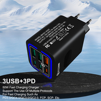 Nouvel adaptateur secteur USB C 6-en-1 PD3.0 QC36W à charge rapide pour mobile, prise murale Type C SCP OTP