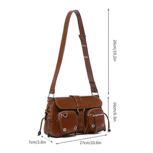 Bolso de Hombro de Cuero PU Vintage 2026 para Mujer, Diseño Geométrico, Correa Única, Estilo Gótico Y2K, para Uso Diario - Product Image 3
