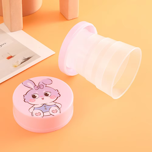 Tasse pliante de 100ML avec couvercle, tasse à eau en plastique réutilisable et portable, tasse à rince-bouche pliable de dessin animé, tasse à boire pour voyage et extérieur - Product Image 6