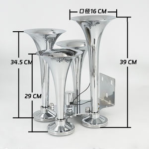Kit de klaxon à air 4 trompettes <span class=keywords><strong>12V</strong></span>/24V 130dB super puissant, chromé, pour camion, bus, véhicule lourd - Product Image 5