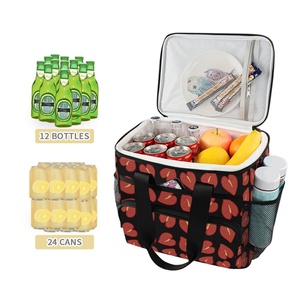 Hot Selling Hawaii Style Red Anthurium Waterproof Picnic Camping Insulated Tote Custom Design <b>Cooler</b> <b>Box</b> With Shoulder Straps - Product Image 3