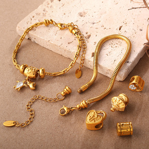 <span class=keywords><strong>Bracelet</strong></span> en acier inoxydable 18K exclusif haut de gamme, motif os de serpent torsadé <span class=keywords><strong>avec</strong></span> texture ondulée pour bracelets à breloques DIY - Product Image 1