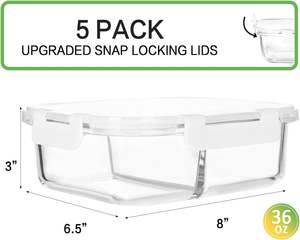 New <b>Glass</b> Food Storage <b>Containers</b> with Food Safe PP + Silicone <b>Lid</b> Modern Design Multifunction <b>for</b> Meal Prep - Product Image 2