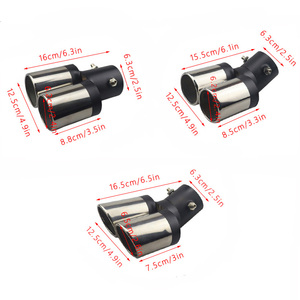 Tubo de escape decorativo cromado de acero inoxidable de 2.48 pulgadas con doble salida para coche - Product Image 2