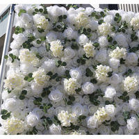 Dinding Bunga Sutra Kustom Mawar Putih Hydrangea Daun Eucalyptus 8x8FT Latar Belakang untuk Pernikahan & Acara Thanksgiving