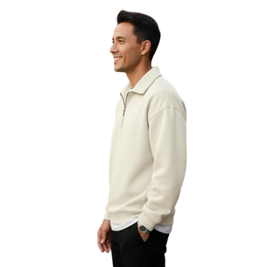 Sweat-shirt en polaire à col zippé pour homme, doux, chaud, décontracté, col zippé, fournisseur OEM ODM - Product Image 3