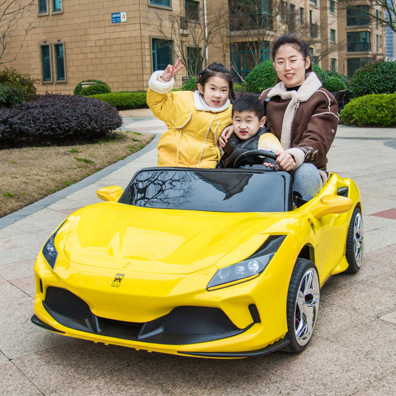 Coche eléctrico de dos plazas de gran tamaño para niños y adultos, vehículo eléctrico de juguete con Control remoto