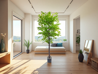 Arbres artificiels en ficus à feuillage réaliste en bois naturel, faux arbre, plante artificielle pour la décoration de bureau et de la maison