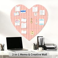 Tablero de Fieltro Acústico Decorativo con Forma de Corazón, 29"x29", para Fotos, Notas y Anuncios, Adhesivo, para Oficina y Hogar