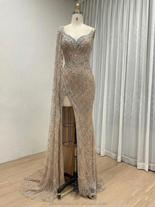 MD50103 Abito da <span class=keywords><strong>Sera</strong></span> su Misura con Cristalli e Perline, Monospalla Sexy con Spacco Alto, Stile Red Carpet per Celebrità - Product Image 4