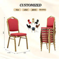 Chaises de mariage de luxe en acier doré, empilables, en métal, pour événements, réceptions, hôtels, location en gros