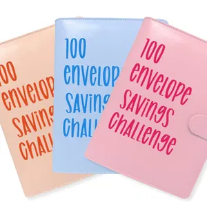 Custom Logo Pu Leather 100 Days Book Envelope Savings Challenge Money Budget Binder