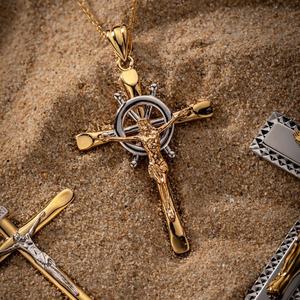 18K Gold Plated <b>Crucifix</b> Pendant <b>Necklace</b> for <b>Men</b> Women Christian Cross Jewelry Stainless Steel Religious Jesus Gift Charm - Product Image 1