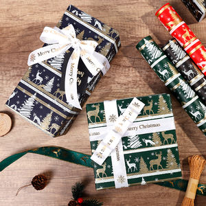 Christmas Gift <b>Wrapping</b> Brush Gold <b>White</b> Kraft <b>Paper</b> Wrap Packaging Roll 43*300 cm - Product Image 6