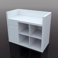 Comptoir d'accueil simple et incurvé, comptoir d'accueil élégant, laque blanche, petit comptoir d'accueil élégant, table de bar de centre commercial, caissier de magasin
