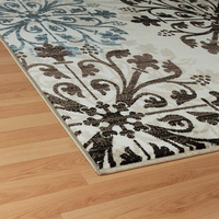 Tapis de salon modernes écologiques de luxe 5x8 crème, bleu, marron, noir, antidérapants, 100% polyester