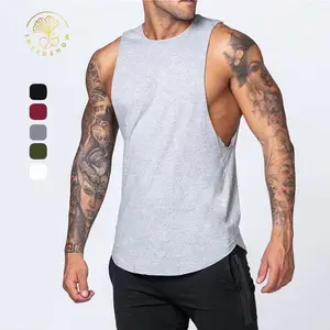 Ropa de gimnasio personalizada para hombre, entrenamiento muscular lisa para camiseta sin mangas, ropa de Fitness de bambú, camiseta sin mangas para culturismo