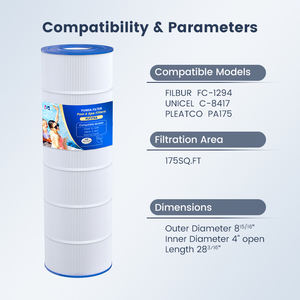 Cartucho de Filtro Plegado para <span class=keywords><strong>Piscina</strong></span>, Repuesto para FILBUR FC-1294, UNICEL C-8417, PLEATCO PAI75, Filtro de Agua para <span class=keywords><strong>Piscina</strong></span> y Spa - Product Image 2
