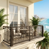 Balustrades de balcon en fer forgé cintrées, populaires pour les hôtels et villas en Floride et en Californie, résistantes à la corrosion, structure robuste et stable