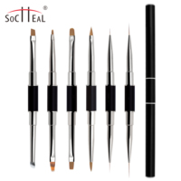 Pinceau professionnel pour vernis à ongles en nylon, double embout, manche métallique, pour polygel, différents modèles, pour manucure