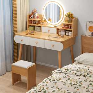 Coiffeuse scandinave moderne en bois massif et acier inoxydable avec miroir LED, tiroirs de rangement, montage facile, pour <span class=keywords><strong>chambre</strong></span> à coucher - Product Image 3