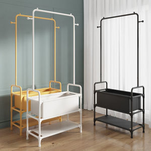 Yellow Metal Clothes Rack With Storage Shelf Bedroom Standing Coat Organizer Multifunctional Wardrobe 60cm Rectangle Design - Product Image 2
