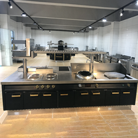 Équipement de cuisine commerciale Îlot de cuisine en acier inoxydable Restaurant professionnel Cuisinière à gaz Configuration de station de cuisine modulaire