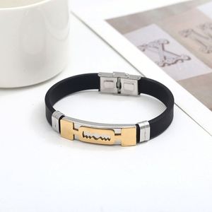 Eco-Friendly OEM Men's Silicone Stainless Steel <b>Bracelet</b> Handmade Jewelry with Custom Charm for Promotional Events - Product Image 2