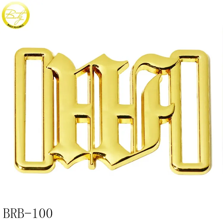 Belt factory made gold logo buckle hardware custom hollow plate adjustable side release buckle wholesale