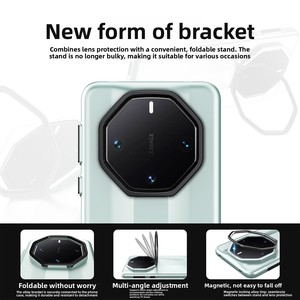 Coque de téléphone Huanmin pour Huawei Mate 60RS : dotée d'un support pour objectif, d'une texture simili-peau, offrant une protection contre les chutes et les traces de doigts. - Product Image 2