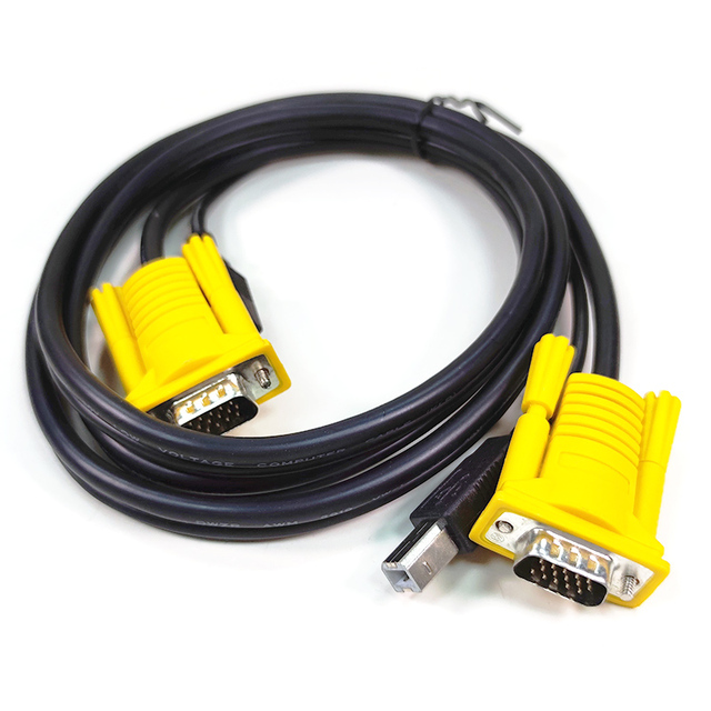 High Quality 1.5M 2-in-1 USB KVM Cable Specifically for Severe Remote Control KVM Switch Combining USB and VGA Connector
