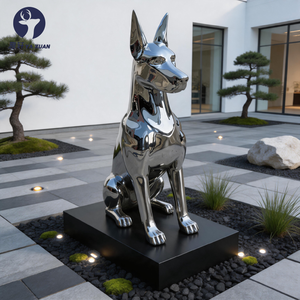 Escultura de Doberman <span class=keywords><strong>Pinscher</strong></span> de Acero Inoxidable 304 316 Pulido a Espejo, de <span class=keywords><strong>Tamaño</strong></span> Real, Moderna, para Decoración de Jardín o Villa - Product Image 1