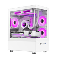 Boîtier PC Gaming AntarcChill en Gros, Boîtier d'Ordinateur Blanc M-ATX, Cabinet de Bureau avec Panneaux en Verre Trempé