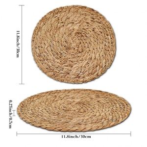 Tasses à thé isolées de style japonais, tapis de table circulaires en paille tressée à la main pour mariages, dîners et tables à café - Product Image 3