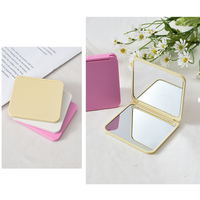 Miroir de poche carré pliable double face en gros, avec logo personnalisé, portable, compact, pour sac à main, petit miroir de voyage