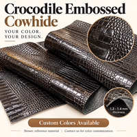 Fournisseur d'or Cuir de vachette véritable gaufré crocodile 1,2-1,4 mm pour chaussures, sacs, ceintures en cuir, articles en cuir et porte-cartes