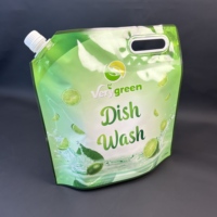 Logo personnalisé 750ml 1000ml 2L 3L 5 litres détergent vaisselle savon nettoyage eau bec poche buse sac avec capuchon
