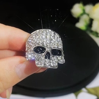 Bague tendance pour homme, design spécial, tête de diable en émail noir, incrustation en or rose et rhodium, pour anniversaire