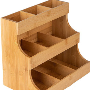 Bamboo Tea Bag Storage <b>Box</b> Three Tier Multi Compartment Stackable For <b>Milk</b> Tea Shops - Product Image 4