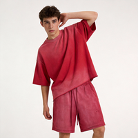 Ensemble de survêtement 2 pièces personnalisé avec logo imprimé, t-shirt et short, effet délavé, pour homme