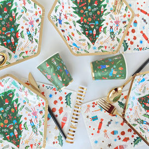 <span class=keywords><strong>Kit</strong></span> de <span class=keywords><strong>vaisselle</strong></span> <span class=keywords><strong>jetable</strong></span> pour fête de Noël en papier pour 8 invités, assiettes, gobelets, serviettes, par Party Maker 616243 - Product Image 5