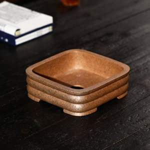 Maceta Cuadrada para Bonsái Zisha, Hecha a Mano en Mitao Township, con Forma de Bambú y Acabado de Leña - Product Image 3