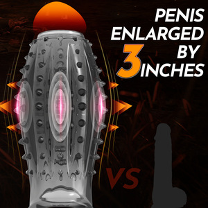 Funda para Pene de Silicona Reutilizable con Puntos Acordonados para Retrasar la Eyaculación, Condones Reutilizables para Hombres - Product Image 3